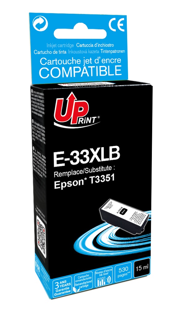 E-33XLB Per EPSON 33XL Nero Cartuccia inchiostro 15ml  530pg