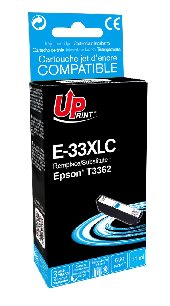 E-33XLC Per EPSON 33XL Ciano Cartuccia inchiostro 11ml  650pg