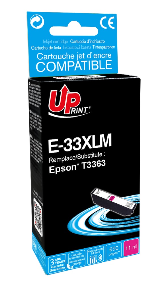 E-33XLM Per EPSON 33XL Magenta Cartuccia inchiostro 11ml  650pg