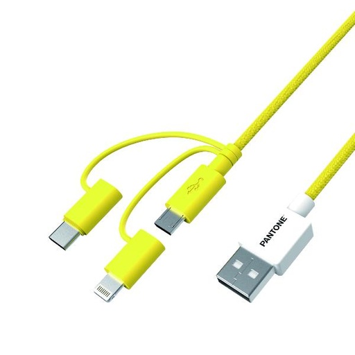 [PT-USB003Y1] PANTONE 3IN1 CABLE 1.2 MT YELLOW