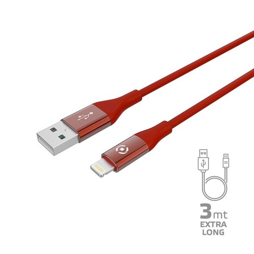 [USBLIGHTCOL3MRD] USB-A TO LIGHTNING 12W CABLE 3MT RD