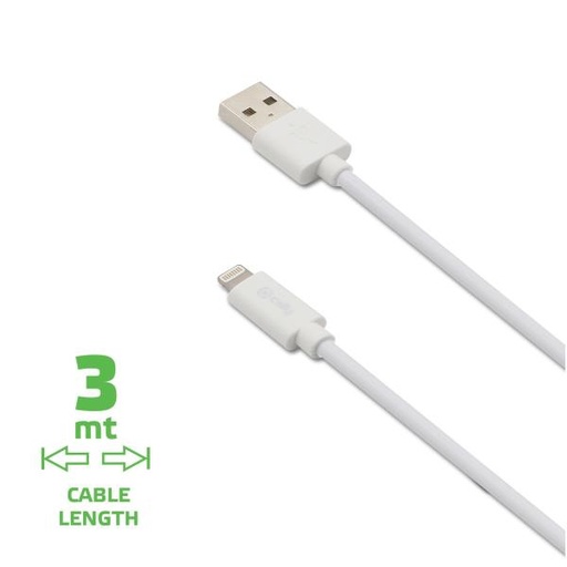 [USBLIGHT3MWH] USBA TO LIGHTNING 12W 3MT CABLE MFI