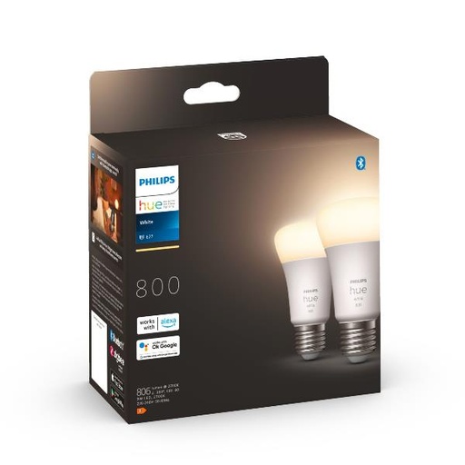 [929001821623] HUE WHITE 2 X LAMPADINE E27 9W