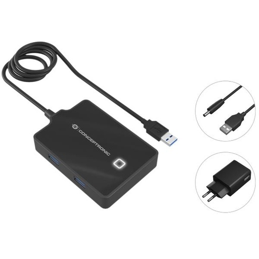 [HUBBIES11BP] 4-PORT USB 3.0 HUB WITH POWER ADAPT