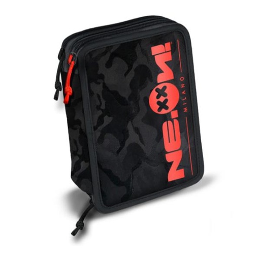 [SCH0016] 3ZIPPENCIL CASE MIMETICBLACK/ORANGE